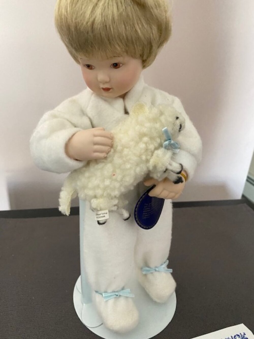 Royal Heirloom Collection Boy with Lamb Porcelain Doll - Blonde Hair/Brown Eyes